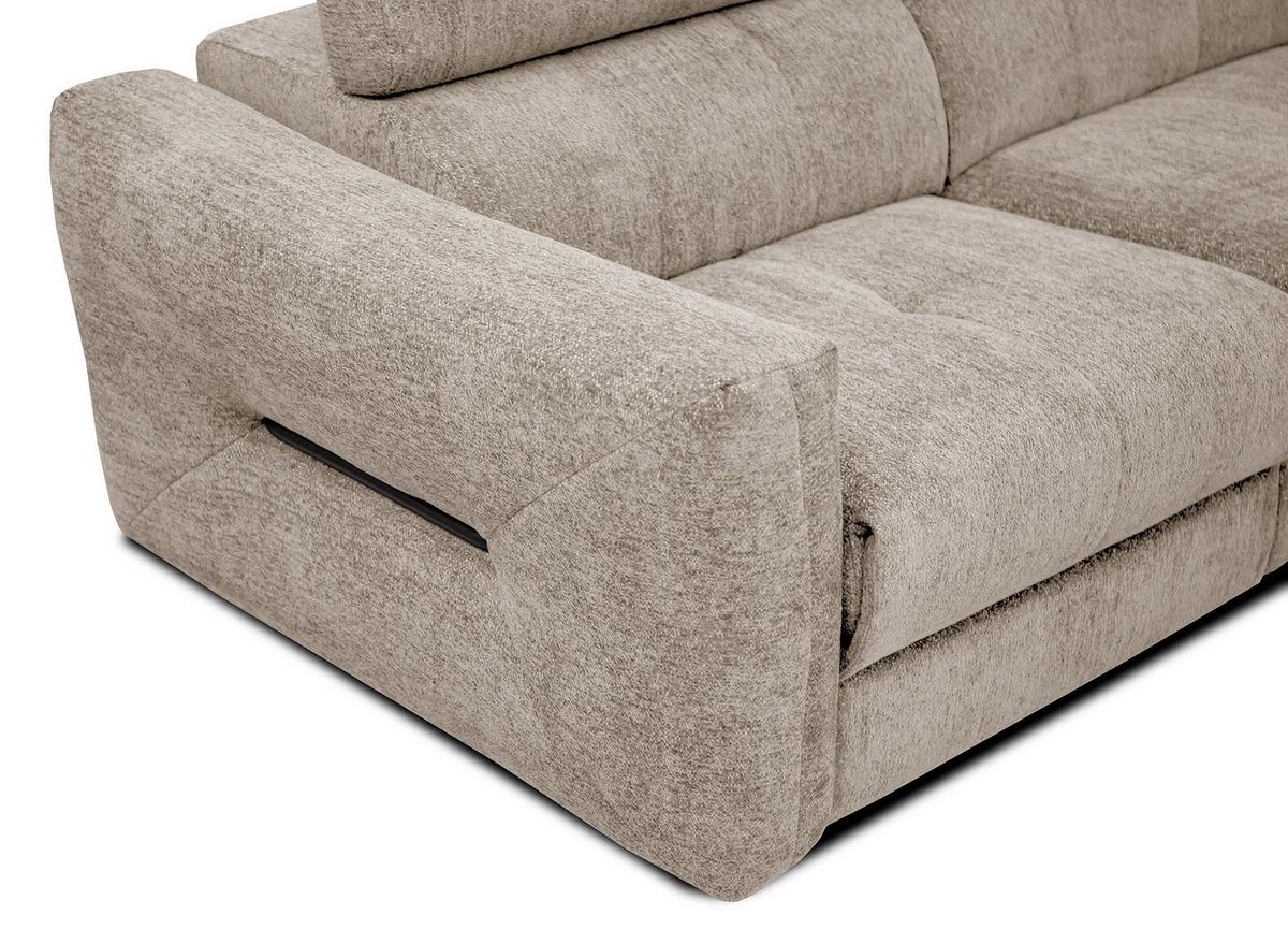 SOFA CALVERA 3-Sitzer mit 1 Relaxfunktion, ecru - Ecru, Holzwerkstoff/Textil (204/79/106cm) - Wozimo