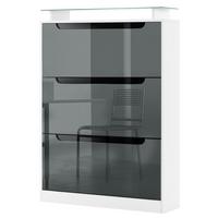 SCHUHSCHRANK Space Grau Hochglanz / Schwarz Hochglanz - Grau, Holzwerkstoff (89/128/23cm) - Vladon