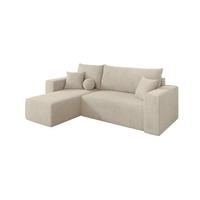 ECKSOFA mit Schlaffunktion Ottomane Links SENO-L 249x139x85 Creme Velours - Creme/Schwarz, Holzwerkstoff/Kunststoff (249/139cm) - ALTDECOR
