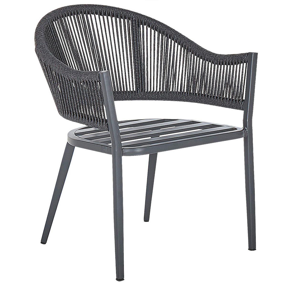 GARTENSTUHL 2er-Set Aluminium dunkelgrau Mileto - Dunkelgrau, Metall (55/77/46cm) - Beliani