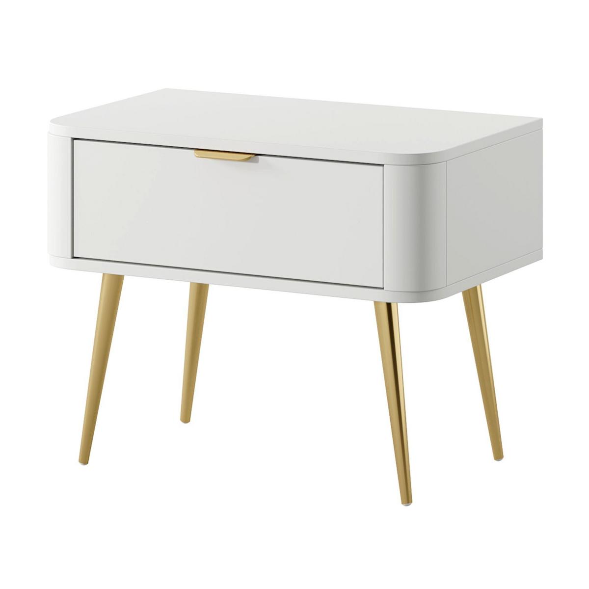 NACHTTISCH Oval Weiß 63 cm - Goldfarben/Weiß, Holzwerkstoff/Metall (62.6/49.2/38cm) - Selsey