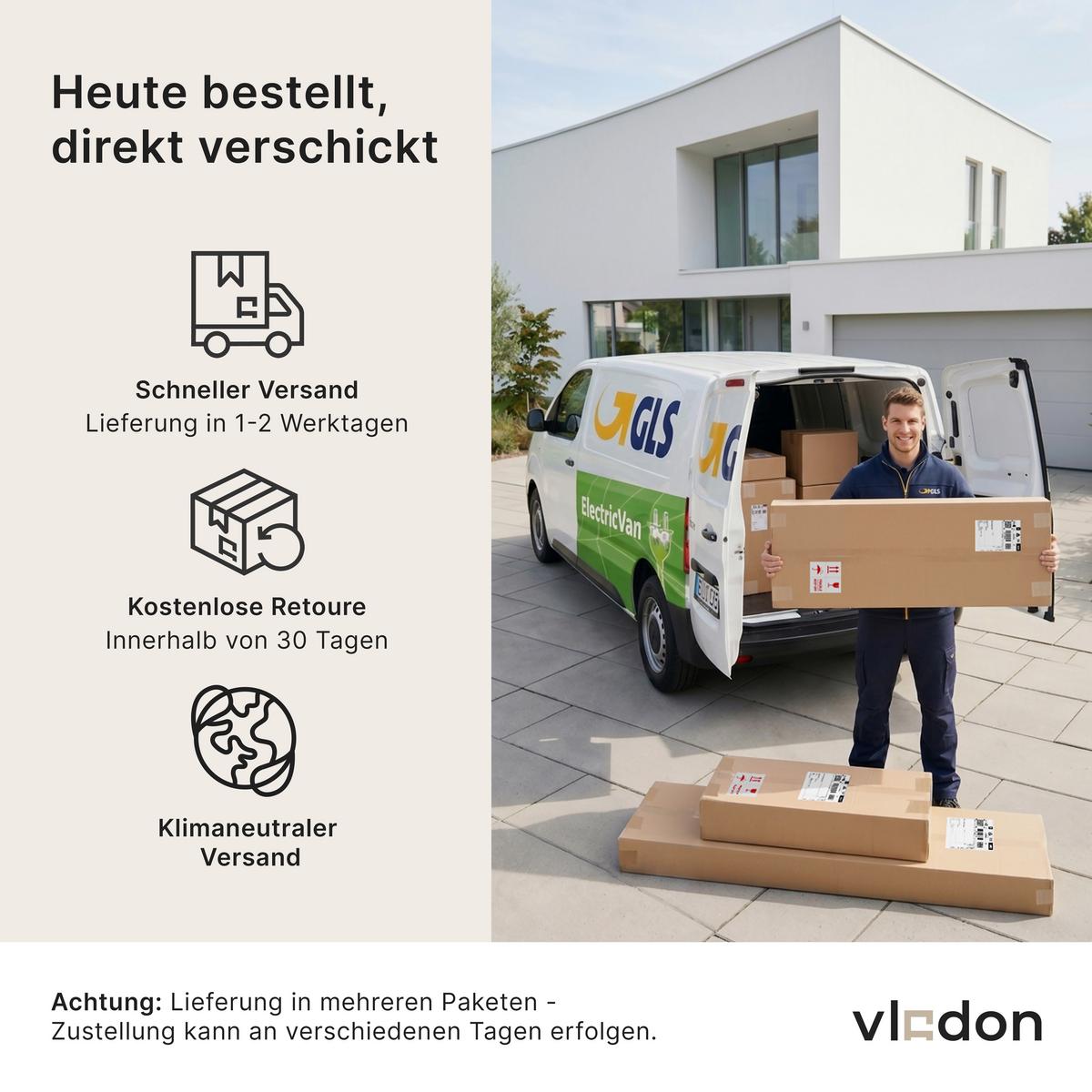 KOMMODE Logan Fronten in Beton Oxid Optik - Hellgrau, Holzwerkstoff (82/78/37cm) - Vladon