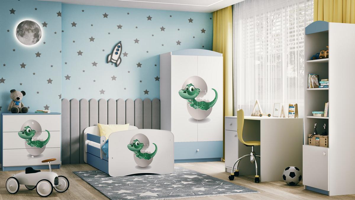 KINDERKLEIDERSCHRANK Kleiner Dino - Blau, Holzwerkstoff (90/175/52cm) - RAUMHIRSCH FURNITURE