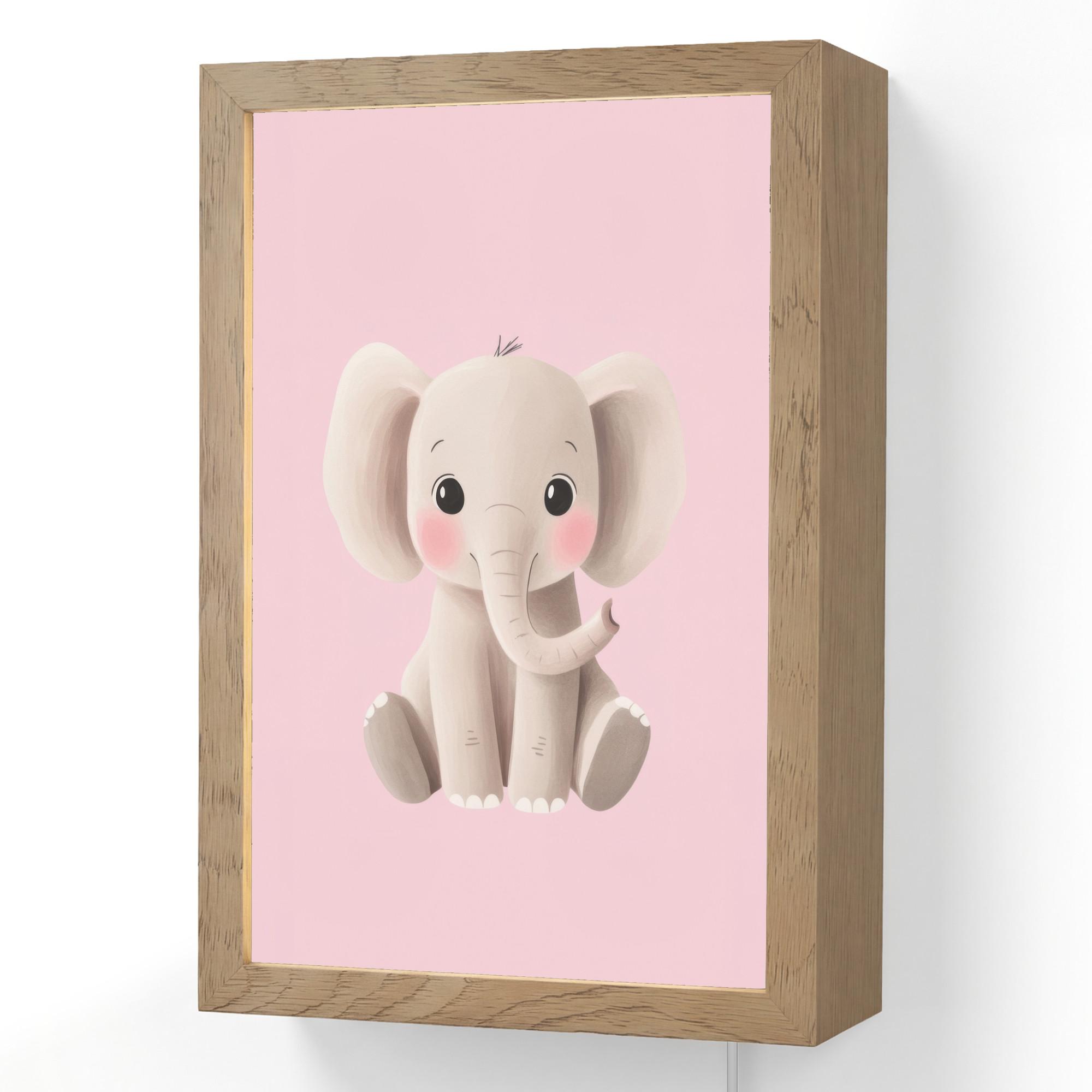 WANDLEUCHTE Elefant - Baby - Rosa - Cartoon 20x30 cm - Hellrosa, Holzwerkstoff (20/30/8cm) - OnlyWow