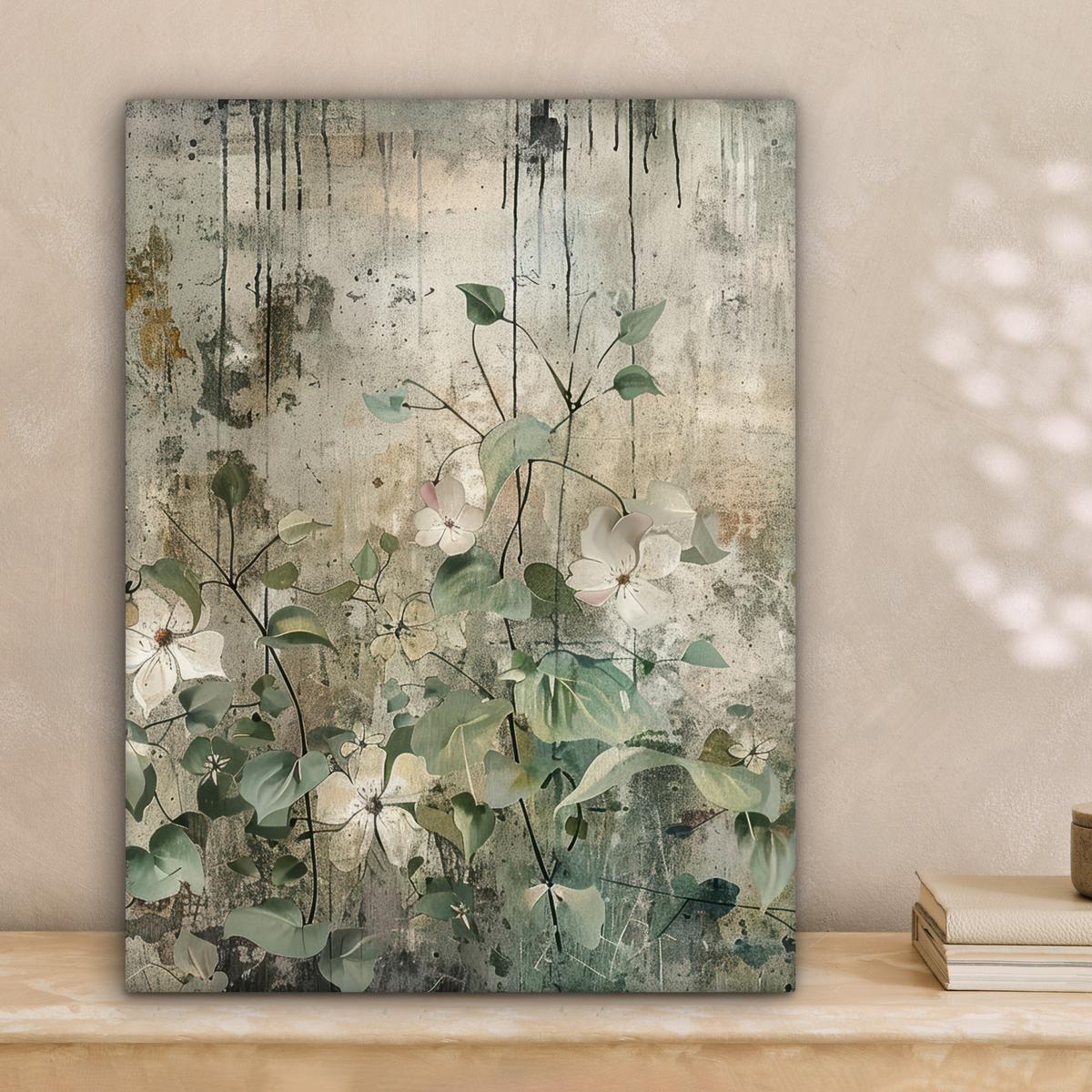 LEINWANDBILD Blumen - Blätter - Abstrakt - Modern Room Decor 30x40 cm - Grau, Textil (30/40cm) - MuchoWow