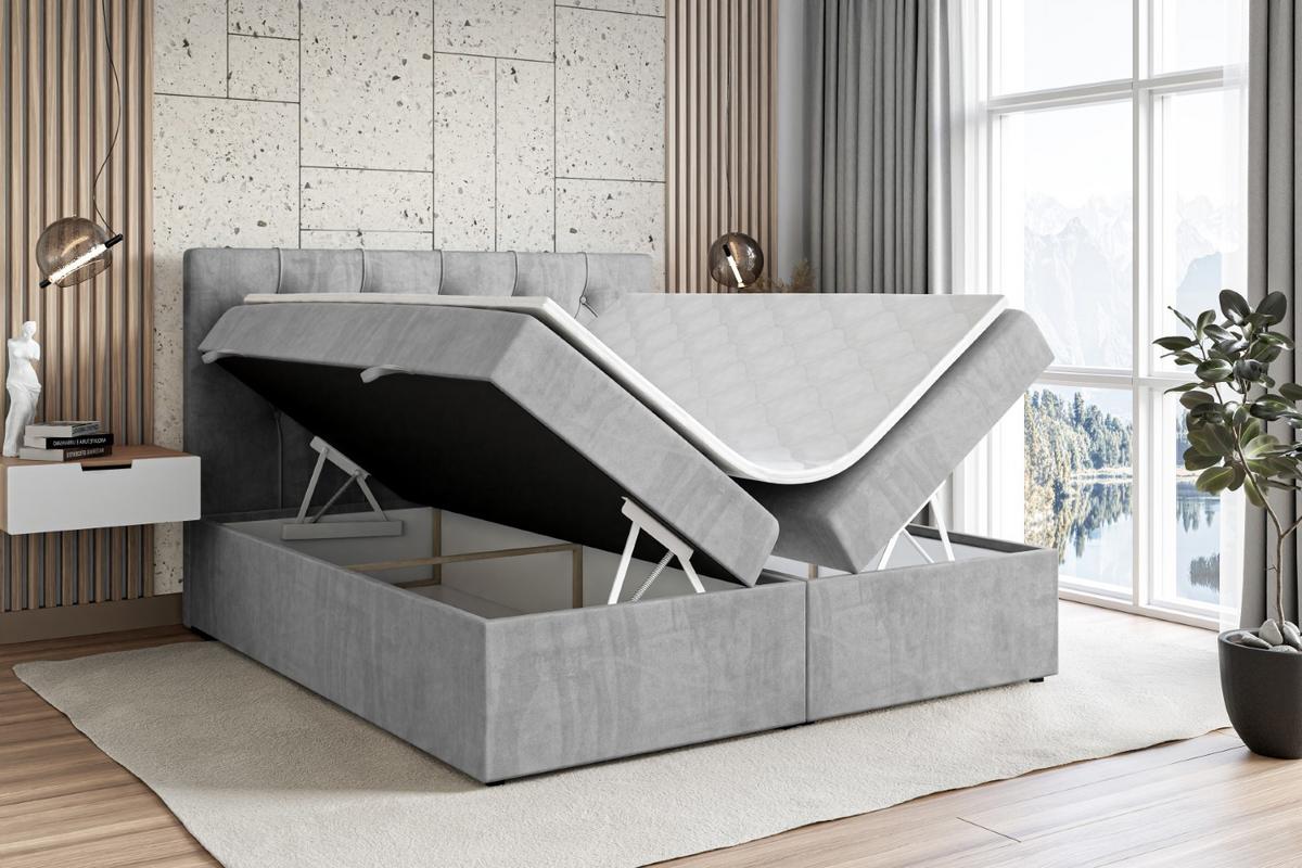 BOXBETT mit Matratze H3 und Lattenrost - MIRAGE - 180x200 Hellgrau - Hellgrau, Holzwerkstoff (180/200cm) - ALTDECOR