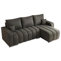 ECKSOFA KIRASSO L Dunkelgrau Velvet - Dunkelgrau/Grau, Textil (245/147cm) - MKS