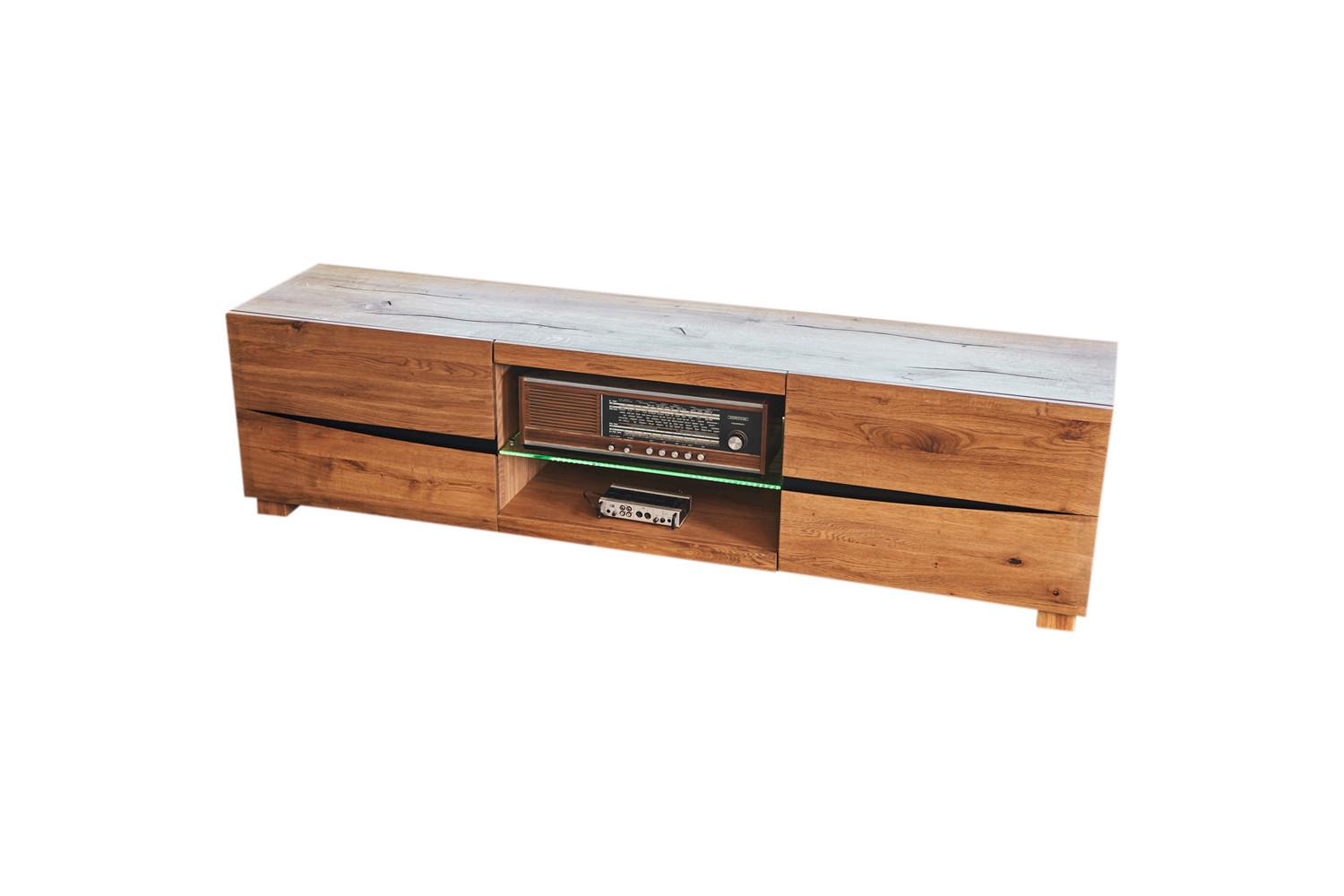 LOWBOARD YOSHA Holz - Zwetschgeholzfarben, Holz (200/52/45cm) - KAWOLA
