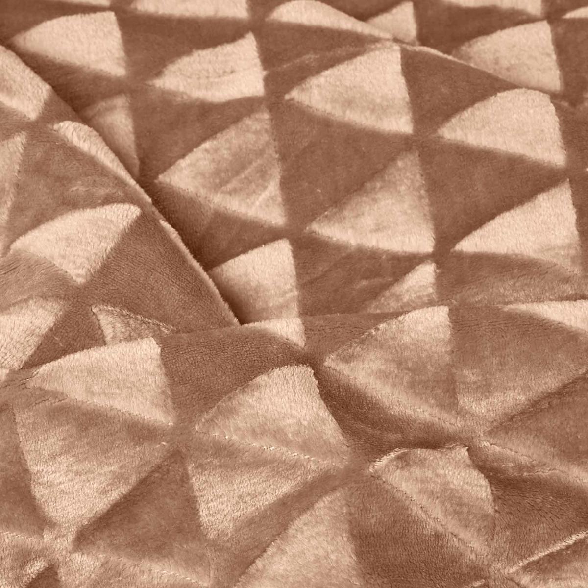 KUSCHELDECKE Sherpa 160/200 cm, Samtdecke mit Dreieckmuster - Hellbraun, Textil (160/200cm) - Homescapes