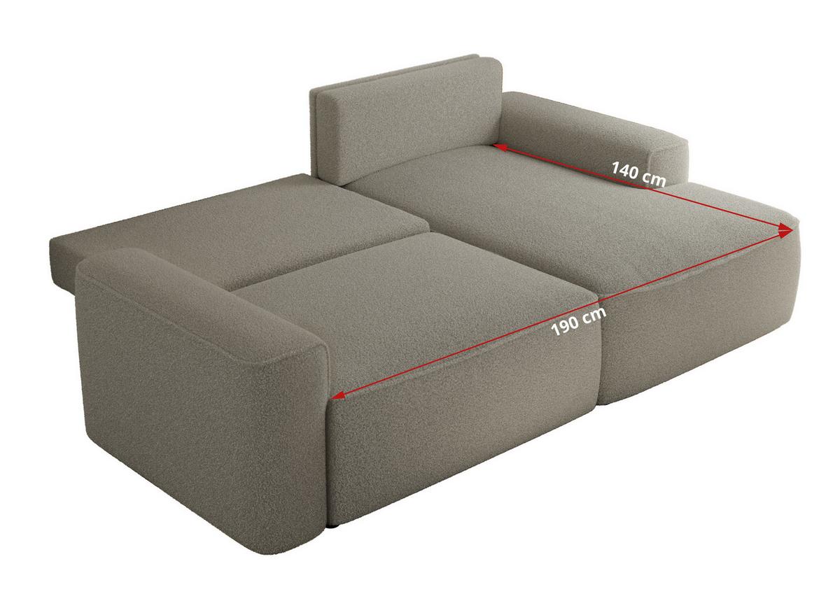 ECKSOFA BELLUNO L Hellgrau Boucle - Rechts - Hellgrau/Schwarz, Textil (233/144cm) - MKS