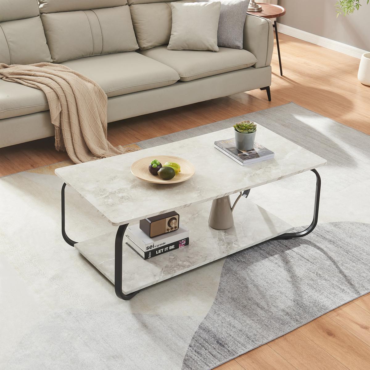 COUCHTISCH Kolta 120/60/43 cm - Weiß, Holzwerkstoff/Metall (60/120/43cm) - [en.casa]