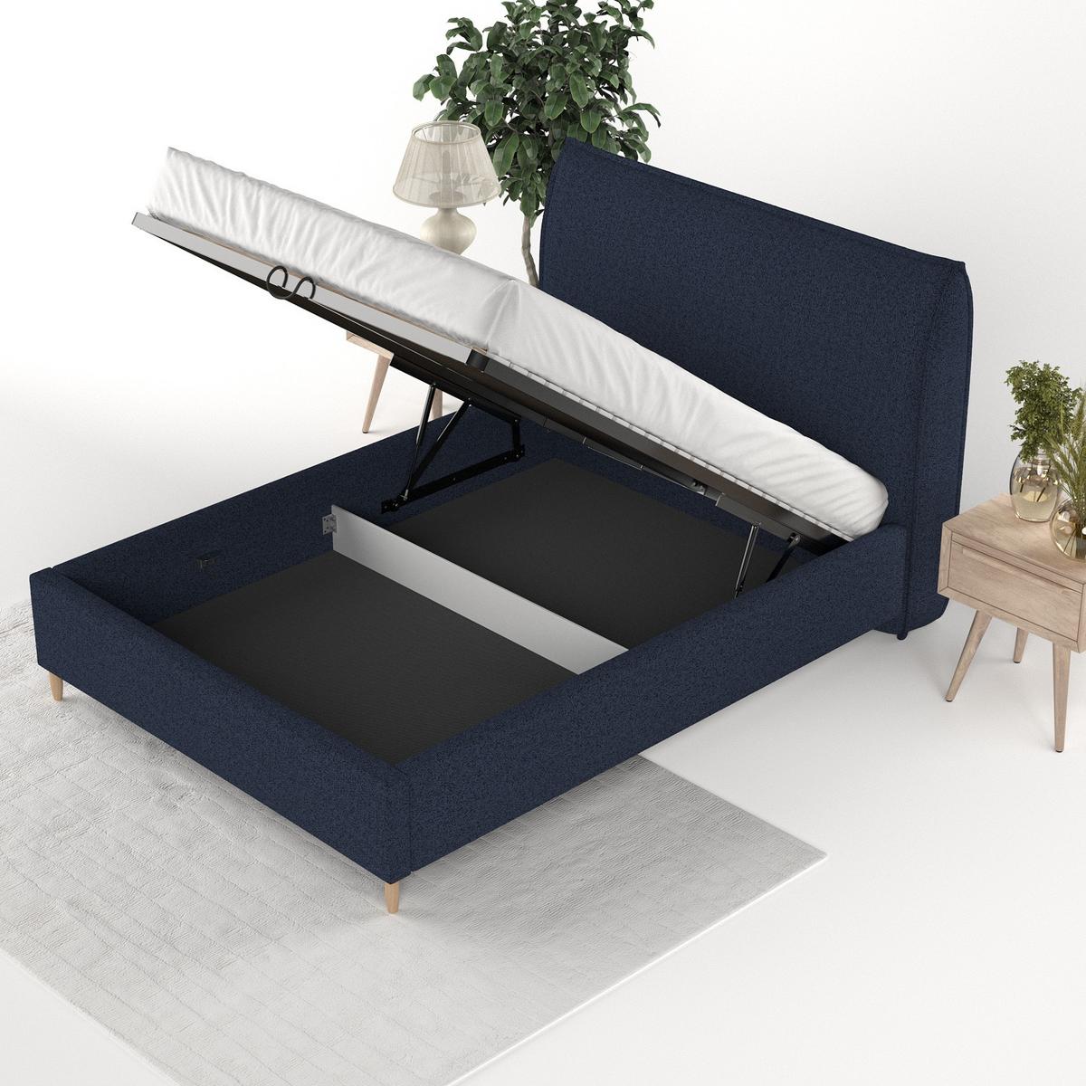POLSTERBETT Mira 120/200 cm Marineblau im Riva Stoff - Naturfarben/Dunkelblau, Holz/Holzwerkstoff (120/200cm) - AltaBeds