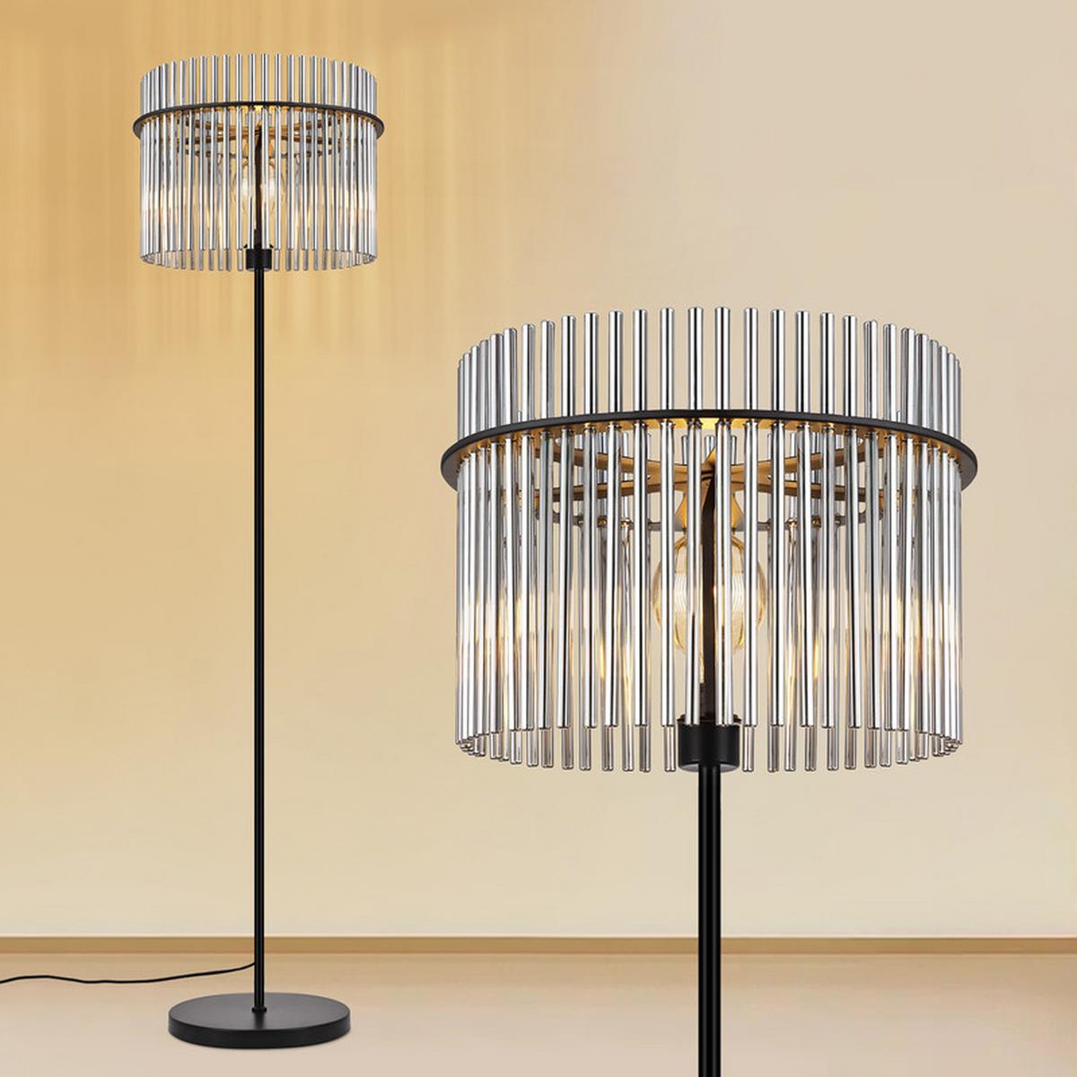 STEHLAMPE BÜNDE Ⅲ 38/26/154 cm - Schwarz, Metall (38/26/154cm) - Nettlife