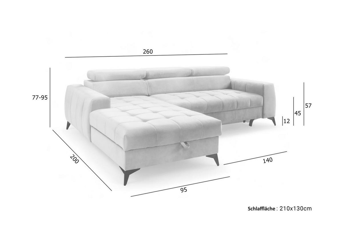 ECKSOFA Agnesa Xs In Salvador - Dunkelgrün, Holzwerkstoff/Textil (260/200cm) - Fun Möbel