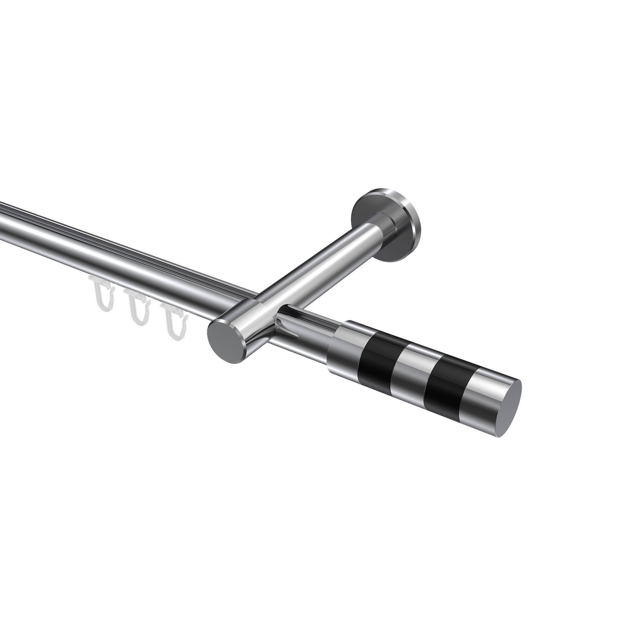 GARDINENSTANGE INNENLAUF Prestige Mavell 260 cm (geteilt in 2 x 130 cm), 1-läufig, 20 mm Ø Chrom - Chromfarben/Schwarz, Metall (260cm) - INTERDECO