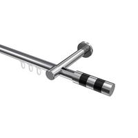 GARDINENSTANGE INNENLAUF Prestige Mavell 260 cm (geteilt in 2 x 130 cm), 1-läufig, 20 mm Ø Chrom - Chromfarben/Schwarz, Metall (260cm) - INTERDECO
