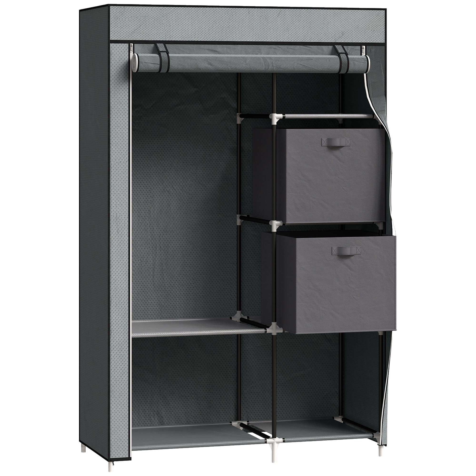 STOFFSCHRANK, Faltschrank, Dunkelgrau, - Dunkelgrau, Textil (42.5/162.5/102cm) - HOMCOM