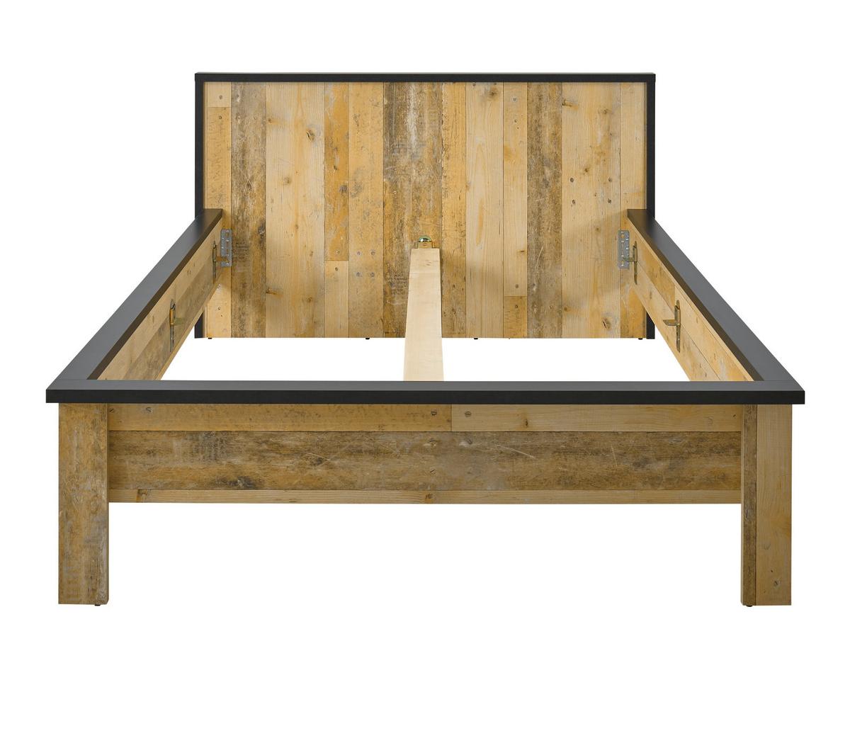 BETT Used Wood hell, Anthrazit, Einzelbett Liegefläche 140 x 200 cm - Eichefarben/Anthrazit, Holzwerkstoff/Metall (140/200cm) - Furn.Design