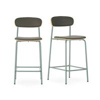 HOCKER 2er-Set aus Kunstleder mit Metallfüßen 41/95/50 cm - Grün, Metall (41/95/14cm) - Calicosy