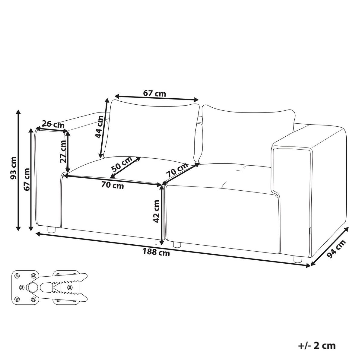 MODULSOFA 2-Sitzer Braun Bouclé Axebo - Braun, Textil (188/93/94cm) - Beliani