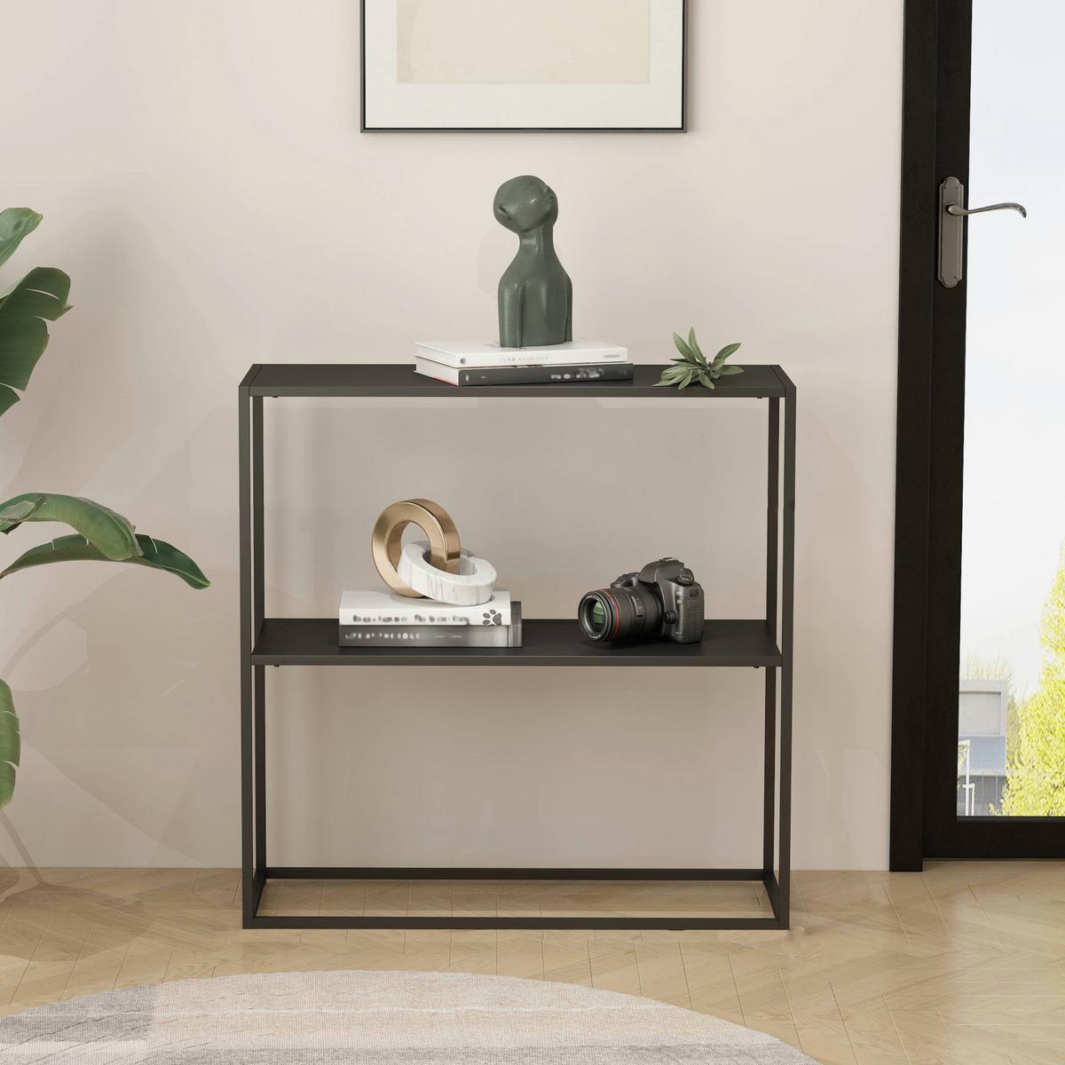 KONSOLENTISCH Strömstad - Schwarz, Metall (26/80/80cm) - [en.casa]