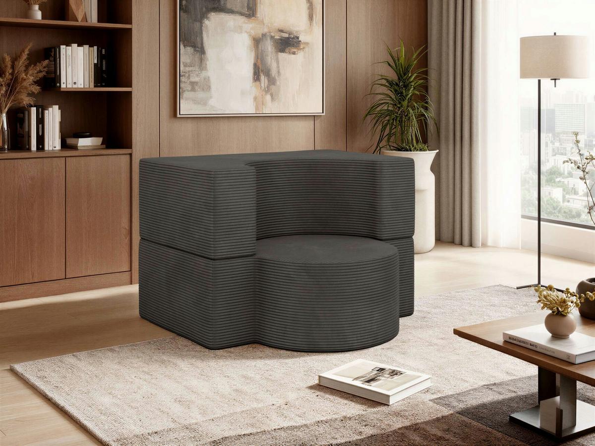 1-SITZER BODENSOFA SANOA - Dunkelgrau Cord - Dunkelgrau, Textil (100/68/96cm) - MKS