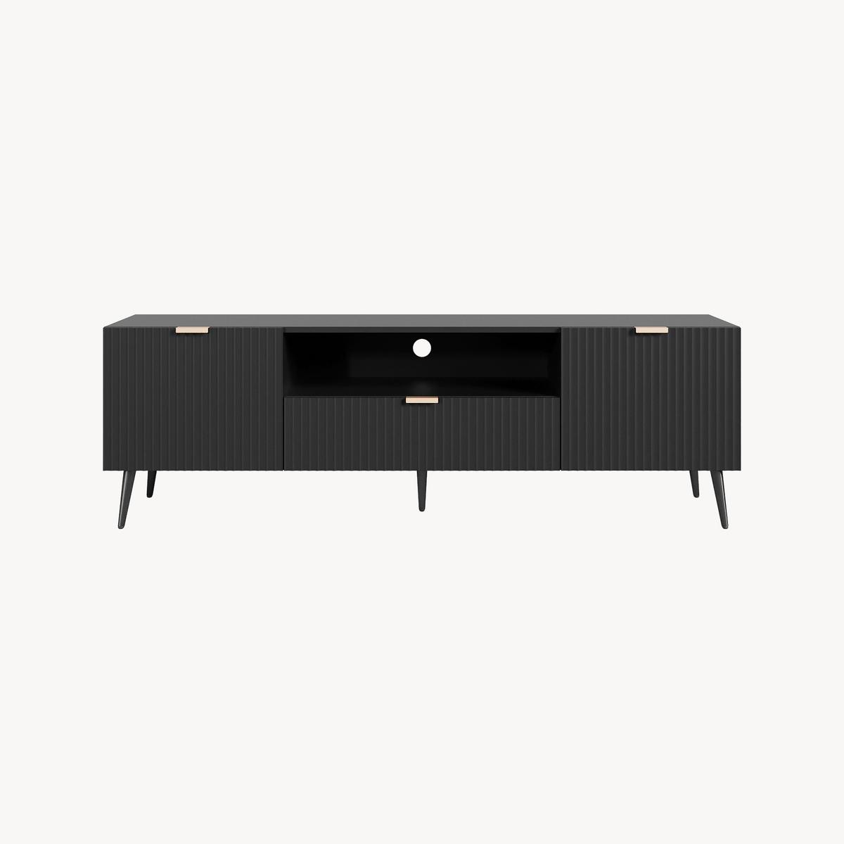 FERNSEHSCHRANK Nand - Schwarz, Holzwerkstoff/Metall (40/51/160cm) - [en.casa]