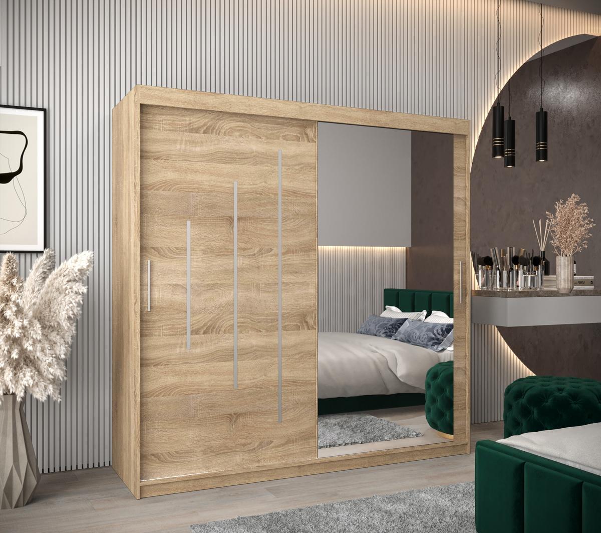 SCHWEBETÜRENSCHRANK 200/200/62 2-türig - Silberfarben/Sonoma Eiche, Holz/Kunststoff (200/200/62cm) - Abiks Möbel