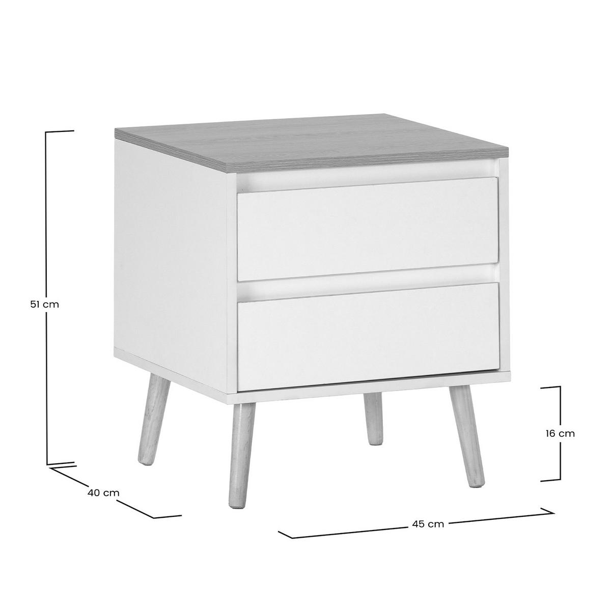 NACHTTISCH Desi 2 schubladen Weiß - Weiß, Holzwerkstoff (45/50/40cm) - VS Venta-stock