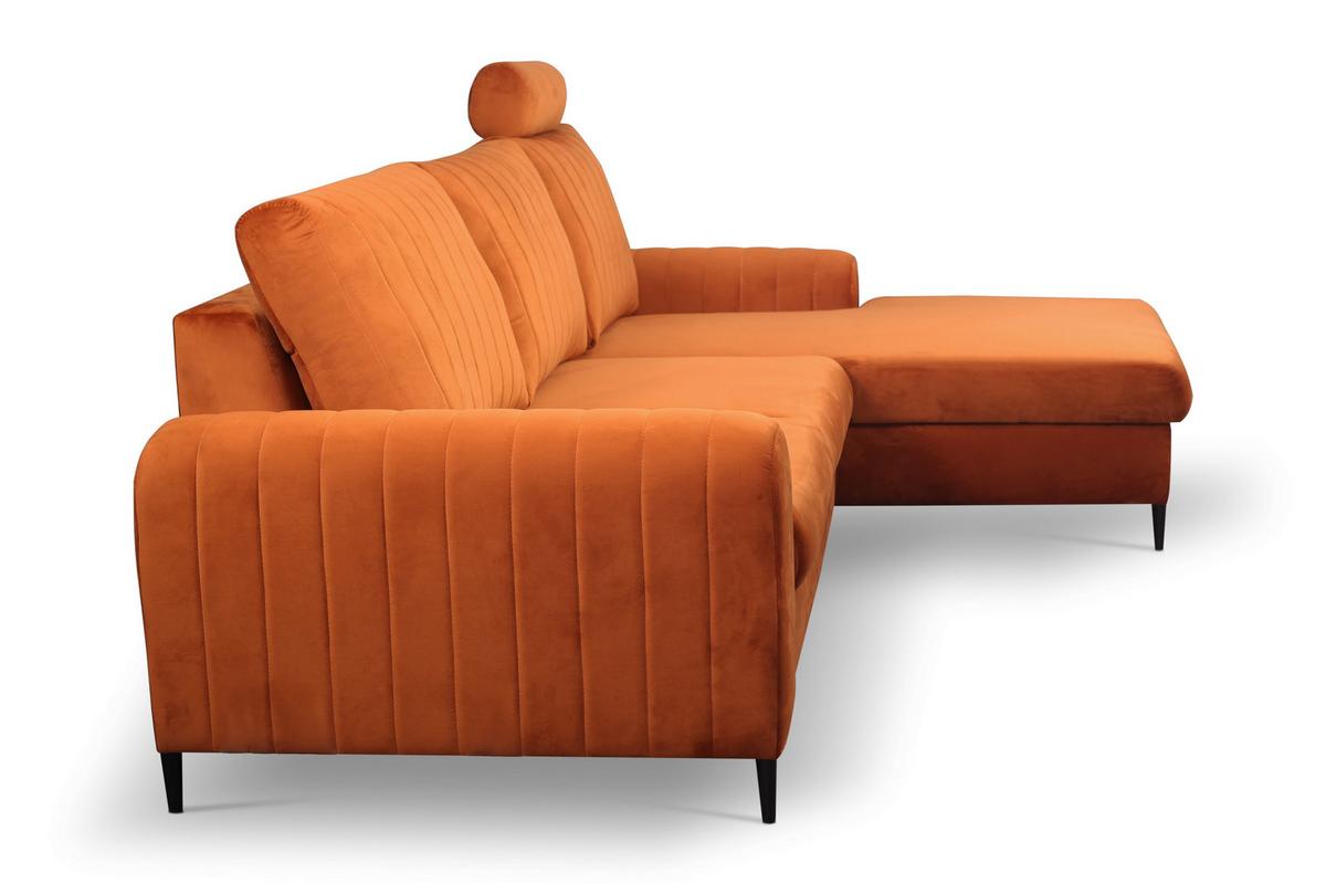ECKSOFA VERONA R-S Braun Velours-Stoff mit Schlaffunktion - Braun, Holz (251/164cm) - MASSENO