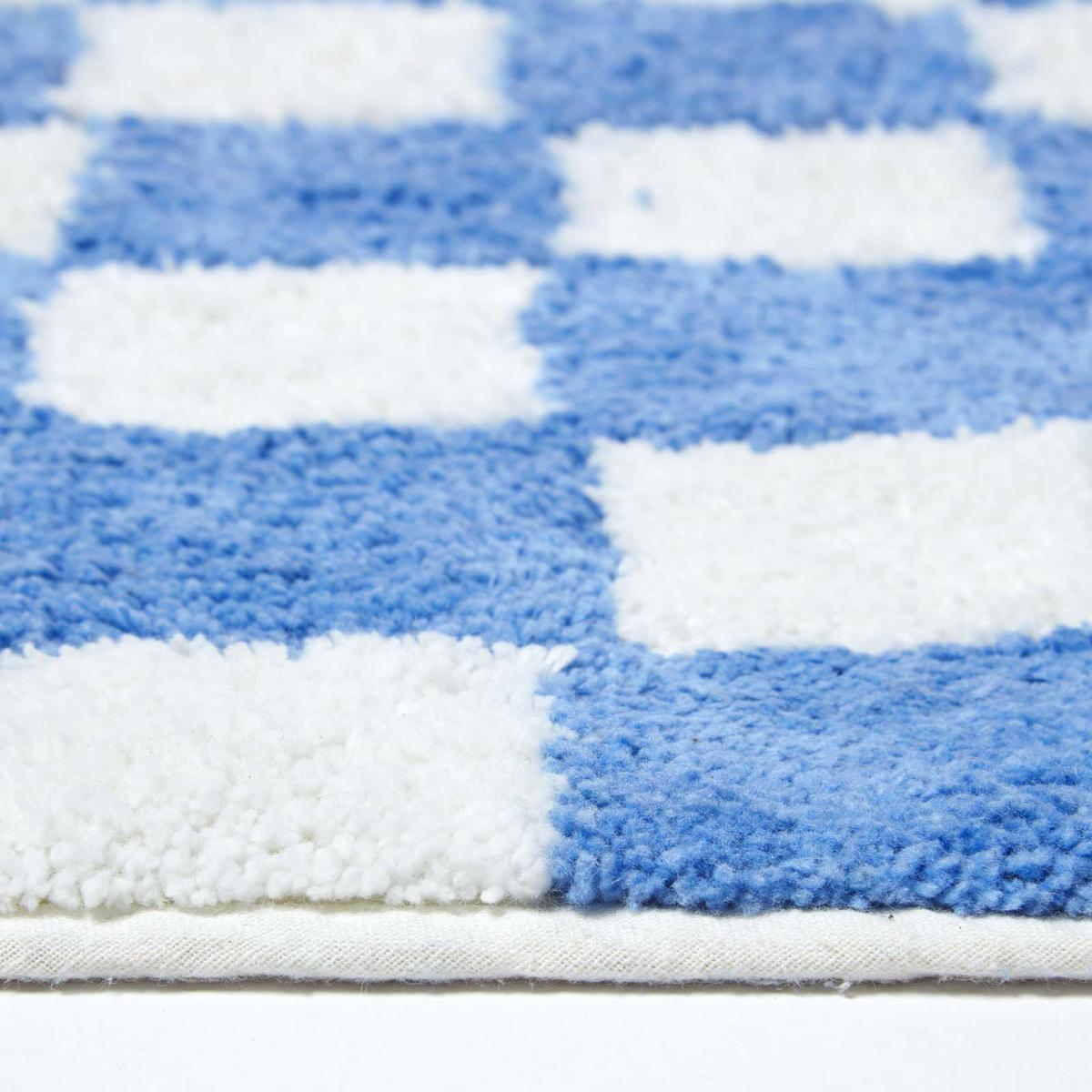 BADEMATTE 50/80 cm Karomuster, Baumwolle - Blau, Textil (50/80cm) - Homescapes