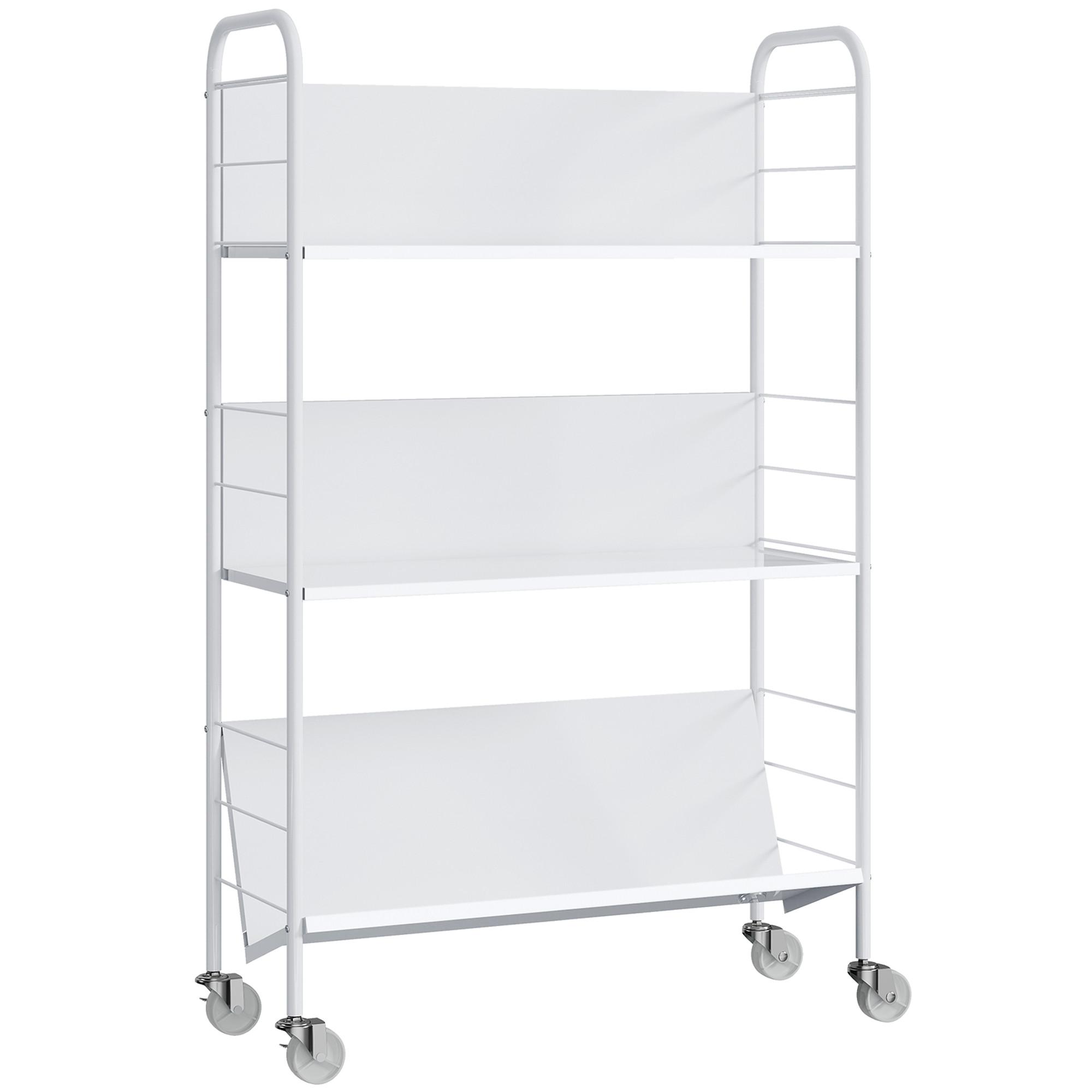 BÜCHERREGAL Metall Kunststoff Weiß - Weiß, Metall (26/108/69cm) - HOMCOM
