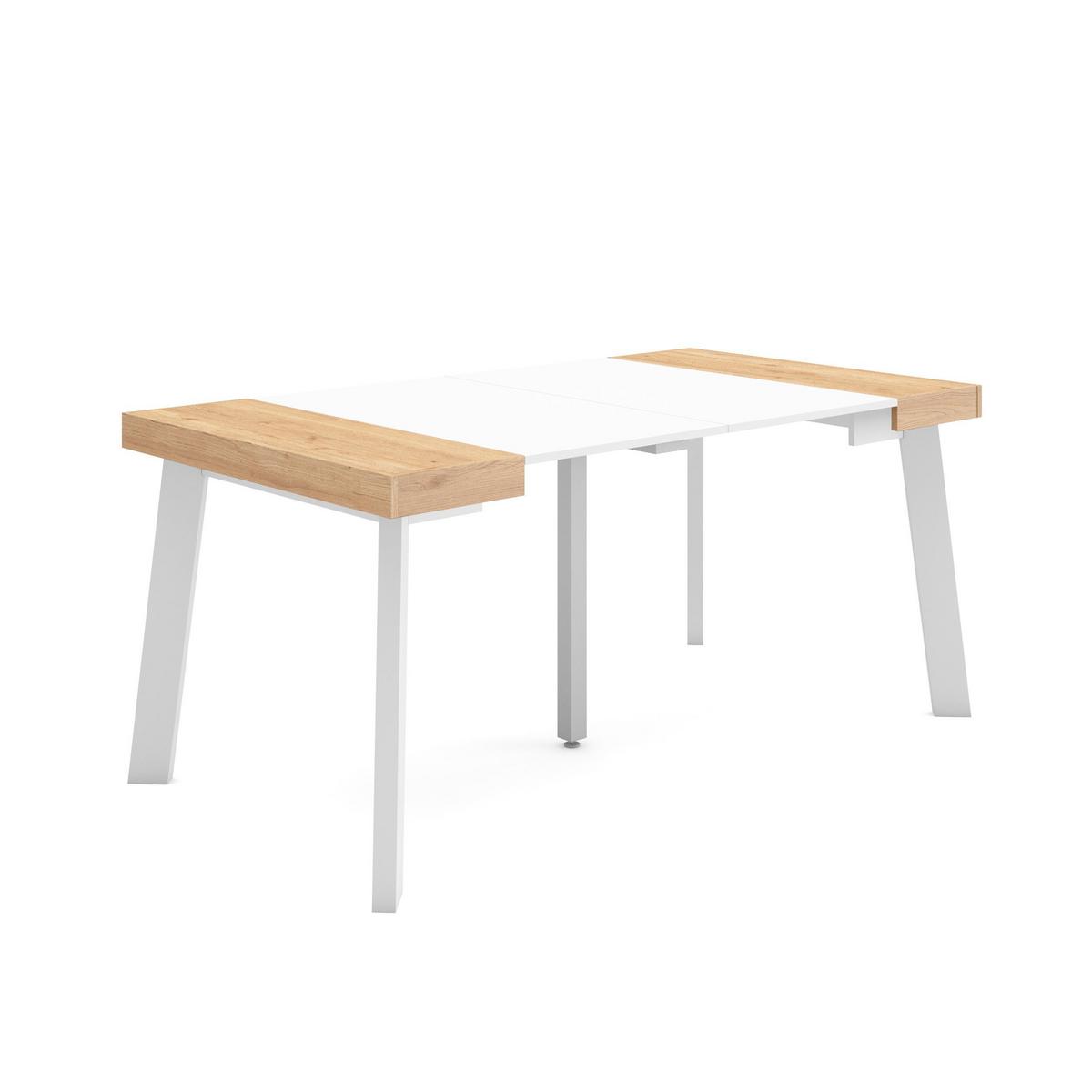 KONSOLENTISCH ausziehbar 58 bis 160cm, für 8 Gäste, eiche weiß, 90/58/73cm - Eichefarben/Weiß, Holzwerkstoff (90/160/73cm) - Skraut Home