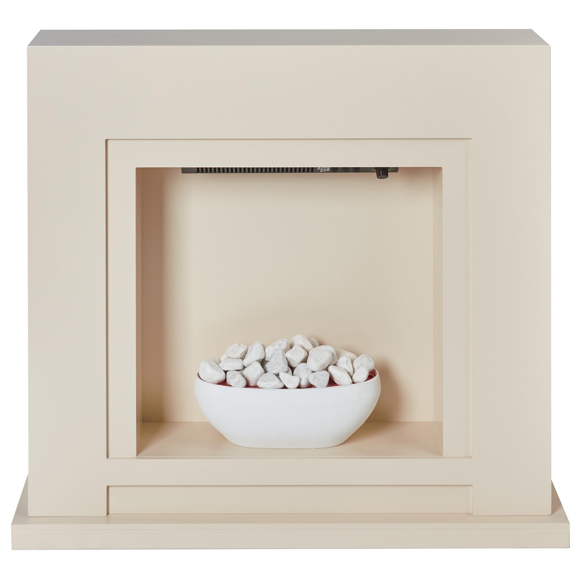 ELEKTROKAMIN Beige Sahara - Beige/Weiß, Holzwerkstoff (90/80/21cm) - Beliani