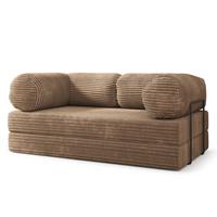 BETTSOFA ALVIO aus Schaumstoff Kordstoff Beige Schlaffunktion - Beige, Textil (170/68/80cm) - MASSENO