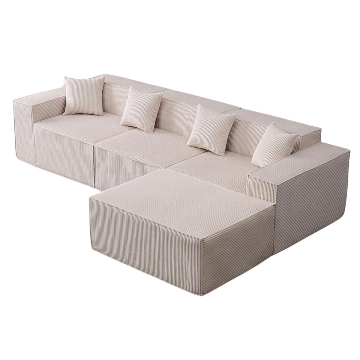ECKSOFA cordstoff 279 cm flexibles design - Beige, Textil (279/165cm) - Urban Meuble