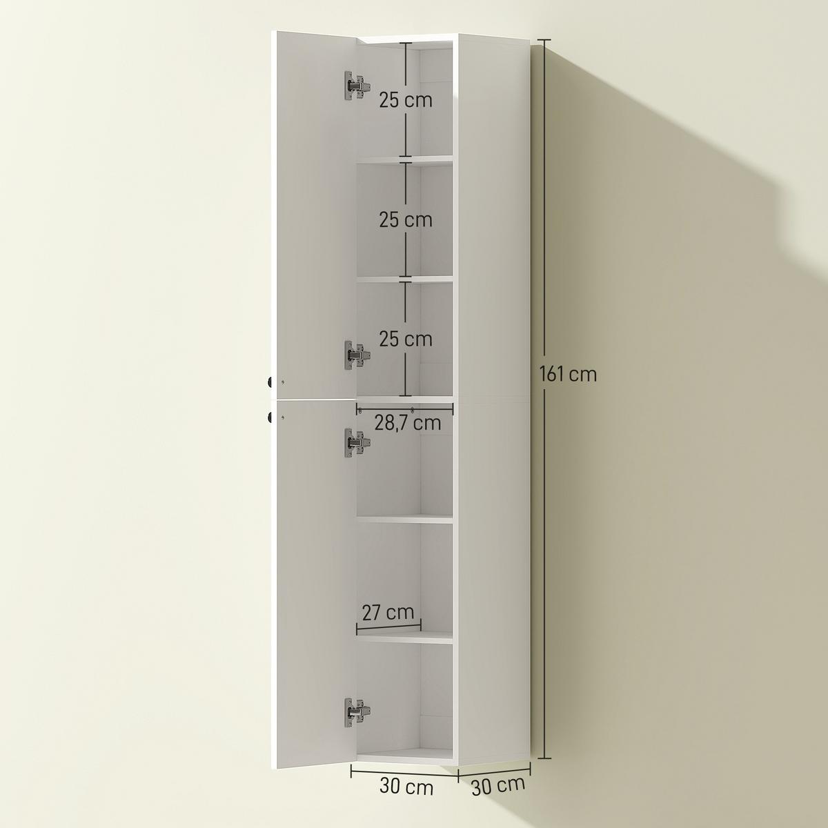 BADEZIMMERSCHRANK MDF Weiß - Weiß, Holzwerkstoff (30/161/30cm) - HOMCOM