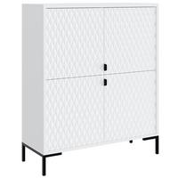 KOMMODE Montreal mit 4 Türen, dekorative 3D-Fronten, Highboard 100 cm, Weiß - Schwarz/Weiß, Holzwerkstoff/Metall (101/113/40cm) - Beautysofa