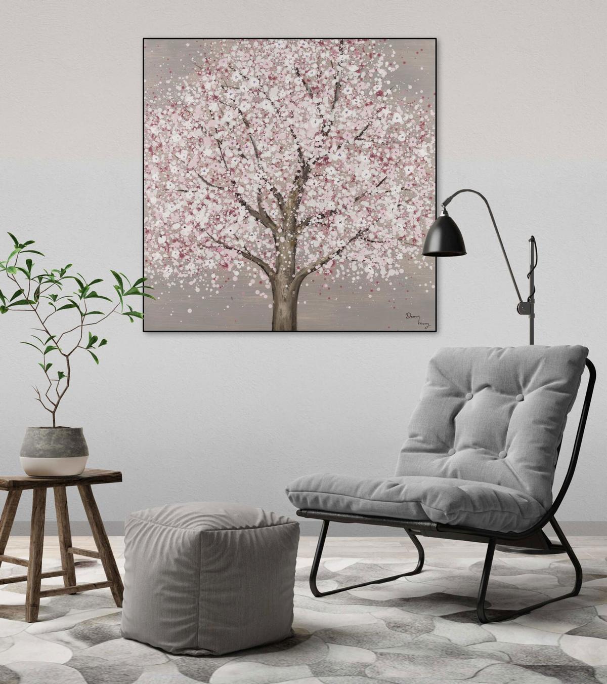 ACRYLBILD HANDGEMALT 80/80 cm - Weiß, Holz/Textil (80/80cm) - KUNSTLOFT