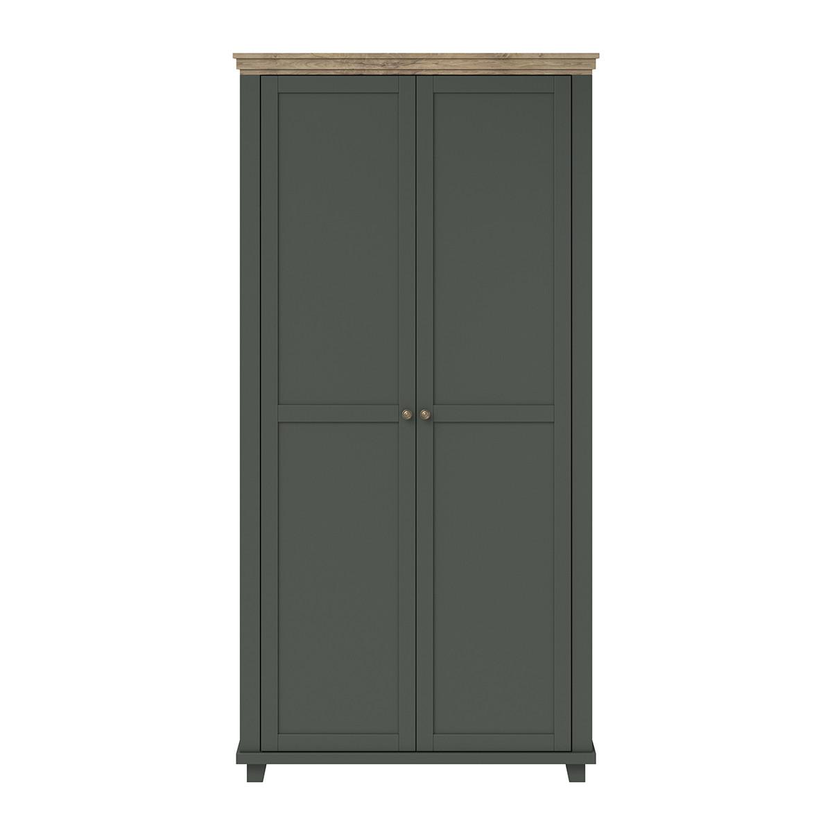 SCHRANK 2 Türen Martin Grün und Holz - Grün, Holzwerkstoff (108.1/216.1/61.7cm) - Petits-meubles