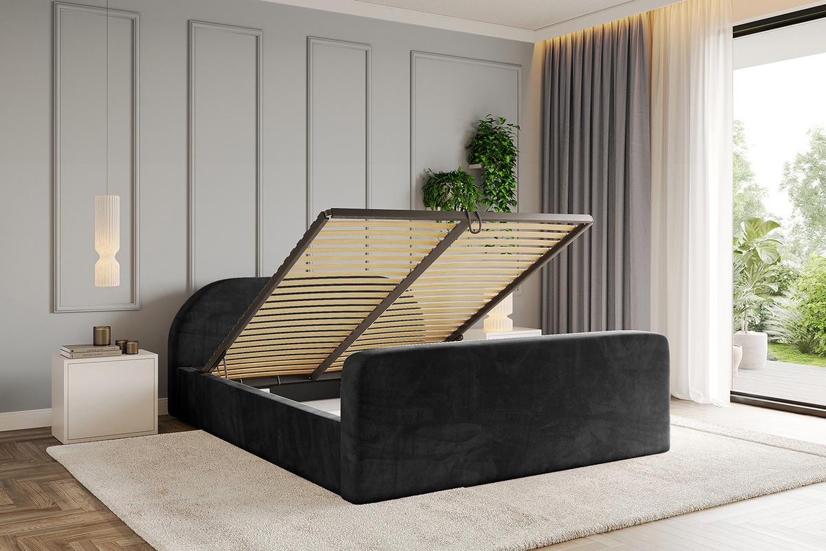 POLSTERBETT mit Bettkasten, Fußteil und Lattenrost, Boxbett mit Matratze H3/H4 - TIVON-Z-V1 180x200 Schwarz - Schwarz, Holzwerkstoff/Textil (180/200cm) - ALTDECOR