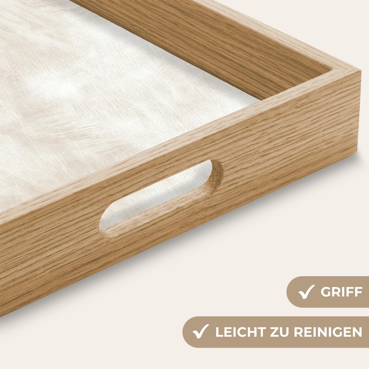 TABLETT Dezent - Textur - Beige 50x35 cm - Creme, Holz (50/5/5cm) - OnlyWow