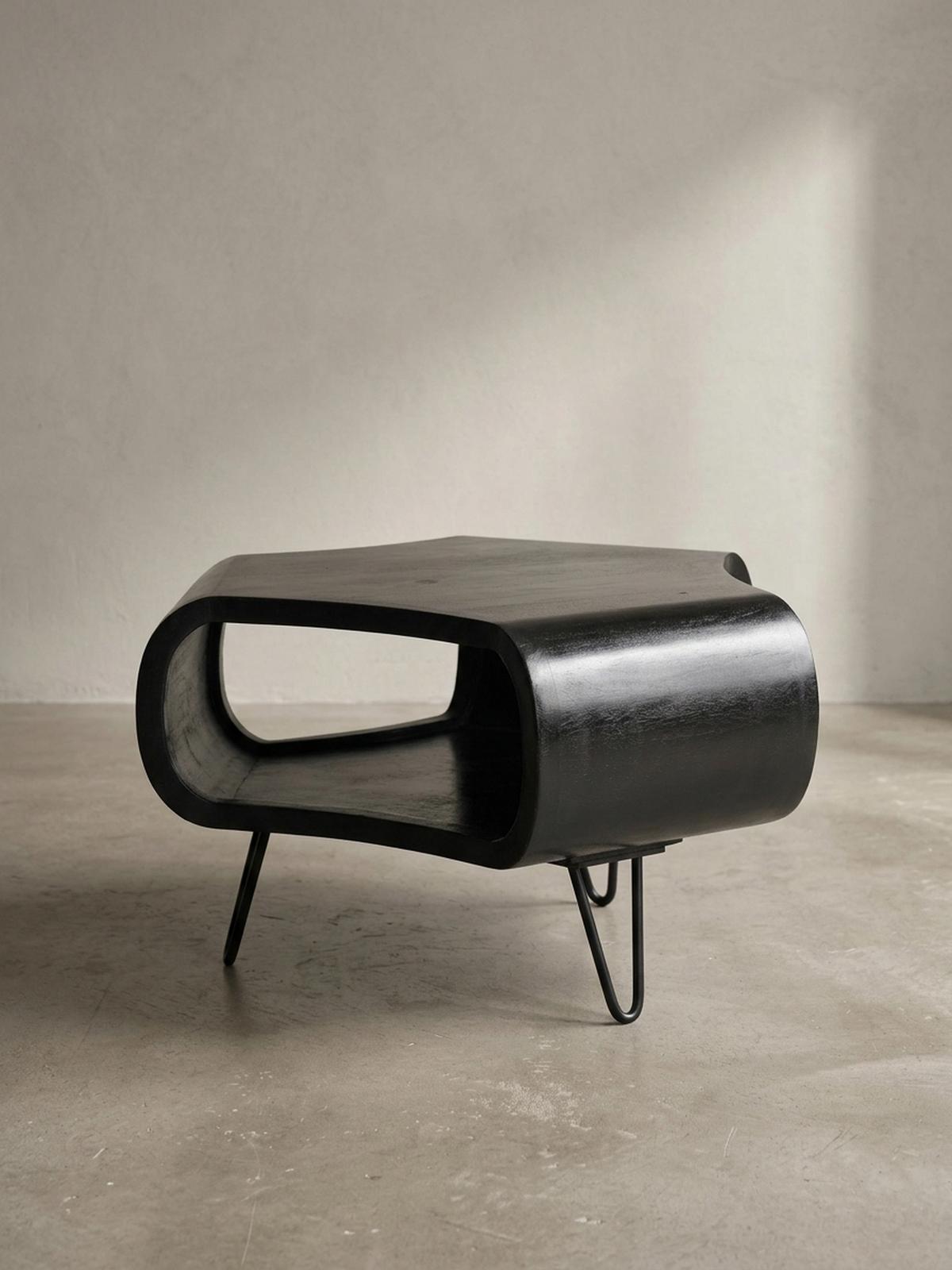 COUCHTISCH Schwarz Massivholz Mango mit Stauraum 60x60x35 cm Haarnadelbeine - Schwarz, Holz/Metall (60/60/35cm) - KADIMA DESIGN