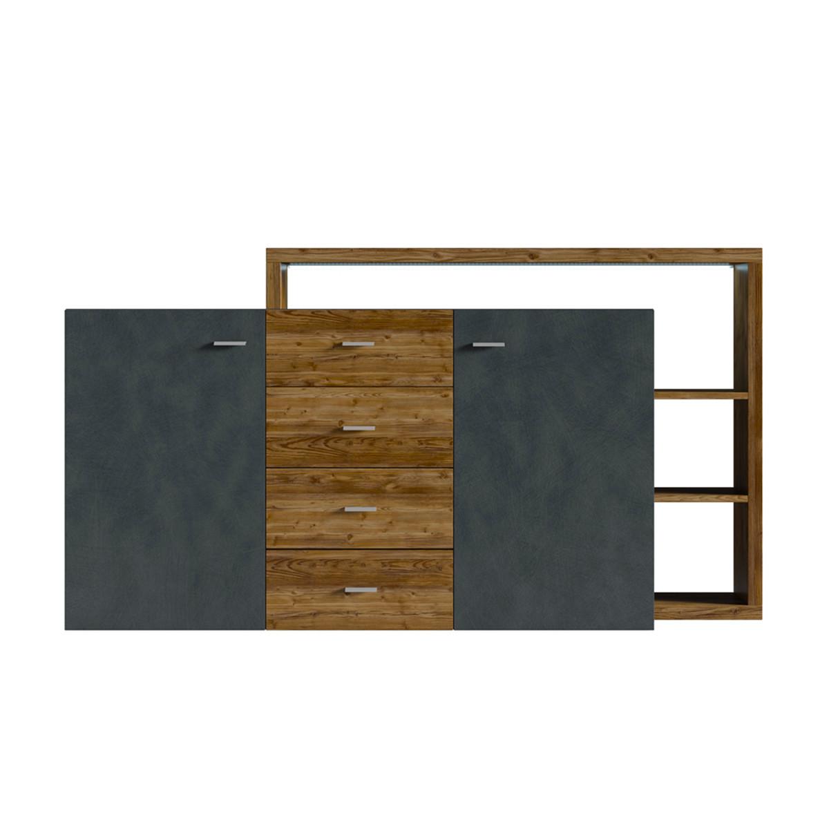 SIDEBOARD Ilyes Grau und Holz - Grau, Holzwerkstoff (180/98/37cm) - Petits-meubles