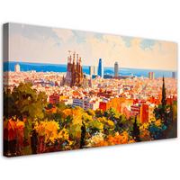 LEINWANDBILD Barcelona Stadt Landschaft 120x60cm - Multicolor, Textil (120/60cm) - Feeby