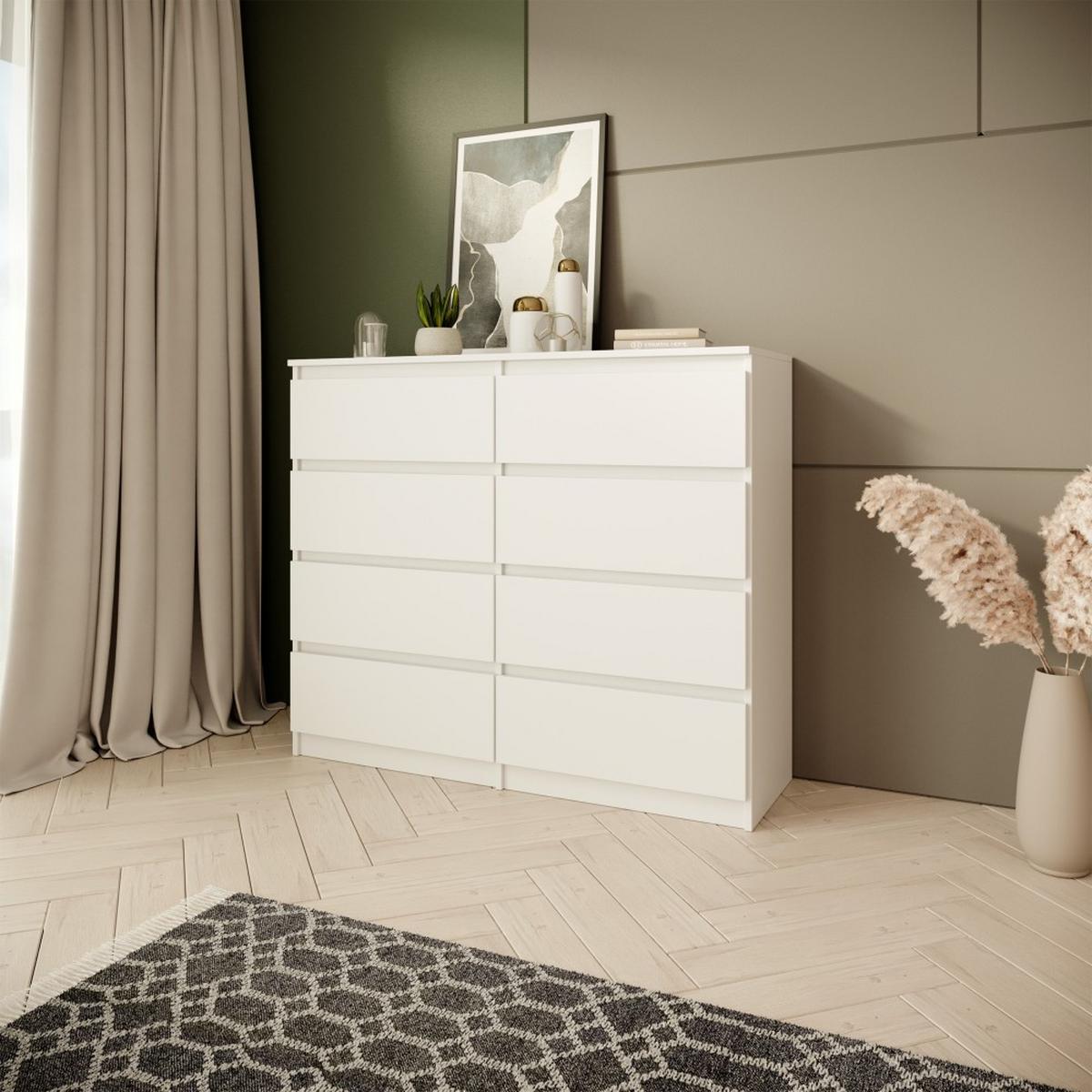 KOMMODE Look 100 cm mit acht Schubladen, weiß - Weiß, Holzwerkstoff (100/97/40cm) - Beautysofa