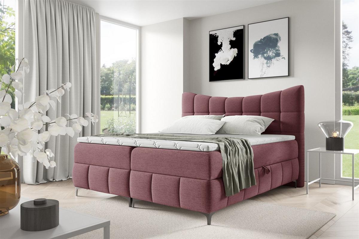 BOXBETT Charles Premi.. In Aragon - Rot, Holzwerkstoff/Textil (140/200cm) - Fun Möbel