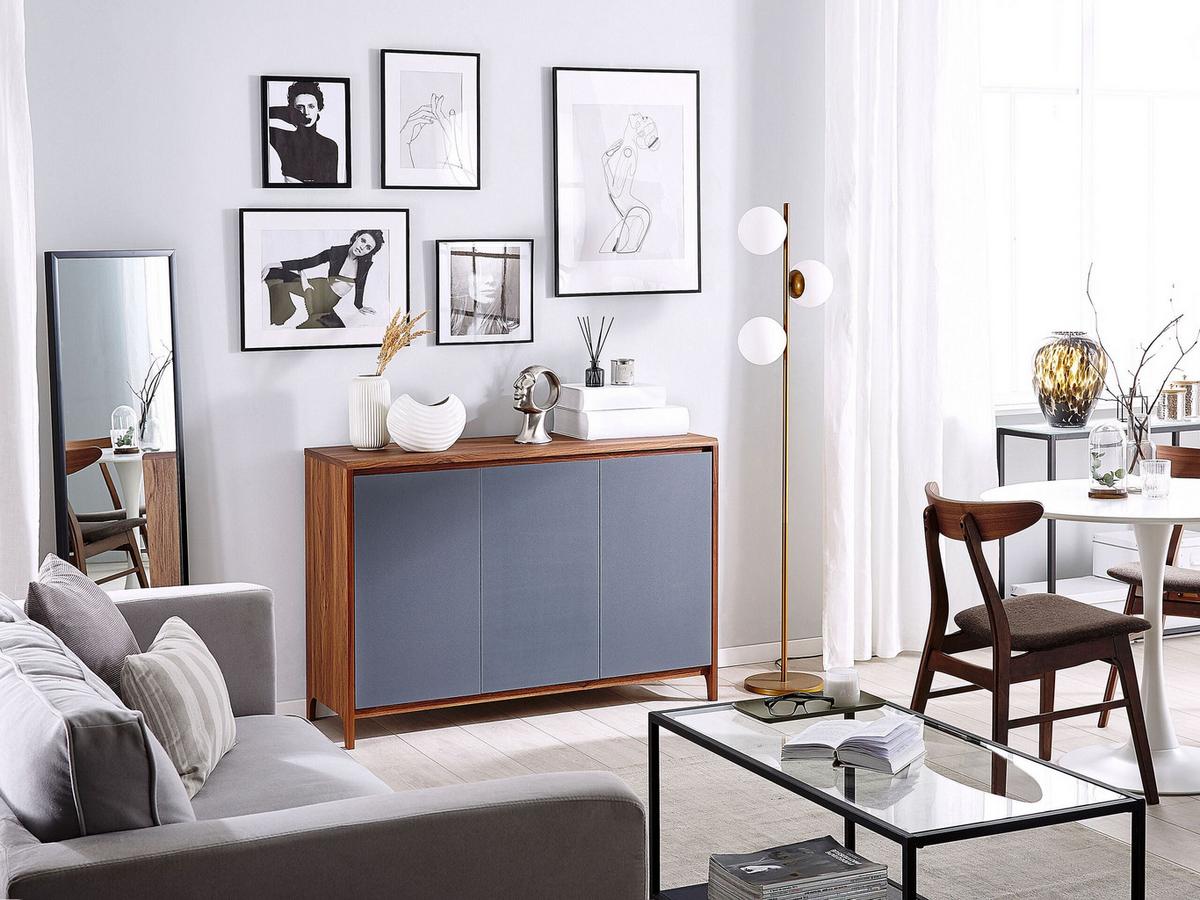 SCHRANK Grau Medfort - Braun, Holzwerkstoff (118/81/40cm) - Beliani
