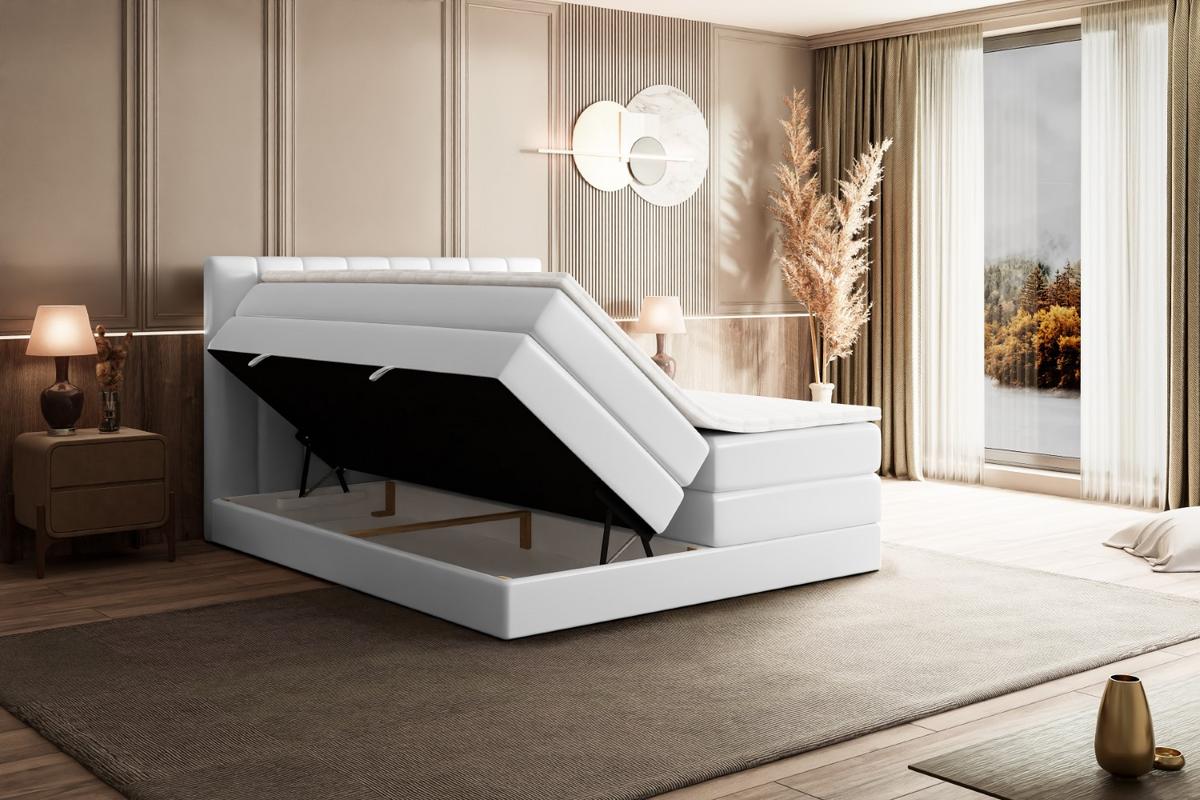 BOXSPRINGBETT OTTA KING - 140x200 - H3/H4 - Weiß Hochglanz - Weiß Hochglanz, Holzwerkstoff (140/200cm) - ALTDECOR