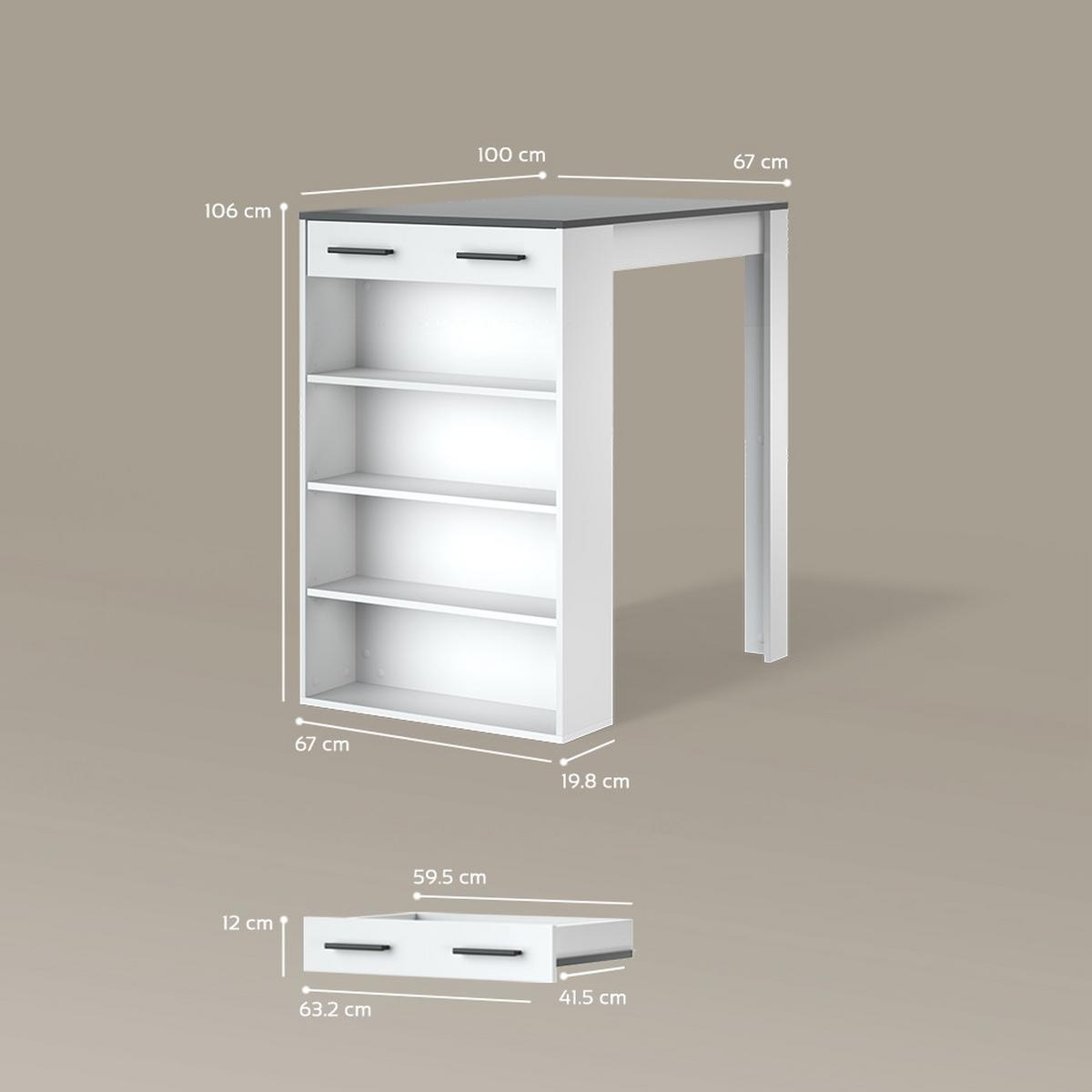BARTISCH Regusa Weiß/Anthrazit 67 x 100 cm - Anthrazit/Weiß, Holzwerkstoff (100/67/106cm) - Livinity®